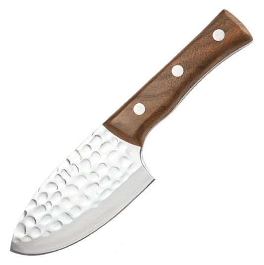 Small wooden handled meat cleaver, Stainless Steel Outdoor Camping Chef's Knife, Ideal for cooking and camping, kitchen knife, fishing gear.