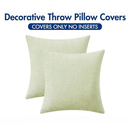 Soft Chenille Throw Pillow Covers Light Green 18x18 Inch Pack of 2 | Modern Home Decor, Classic Decorative Pillows, Solid Dyed Cases, Boho Couch Cushion Covers for Sofa Bed Living Room