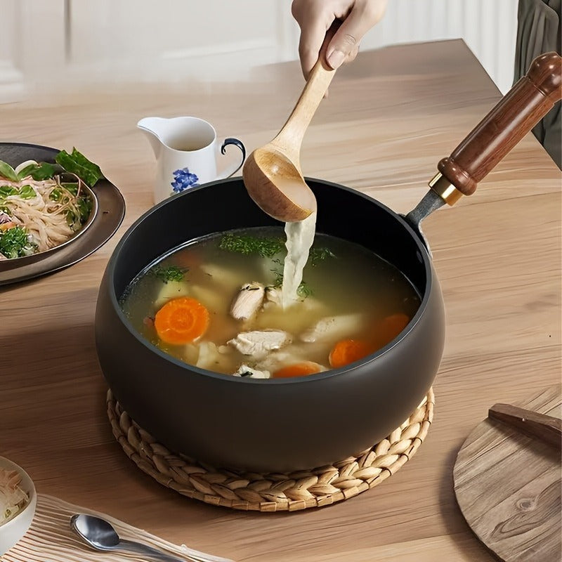 Handcrafted Traditional Cast Iron Skillet with Mirror Non-Stick Coating - Splash-Free Design, Rust Resistant, Durable Structure for Even Heat Distribution - Essential for Healthy Cooking in the Kitchen