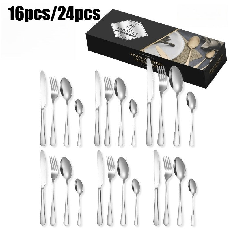 Silverware Set, 16/24-Piece Flatware Cutlery Set for 4/6, Stainless Steel Silverware Mirror Polished Dishwasher Safe for Home, Restaurant, Wedding, Party(Silver)