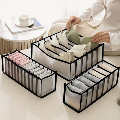 5-Pack Foldable Underwear Organizer, Drawer Divider with 11 Grids, Non-Woven Fabric Storage Box for Socks Bra Closet Organization
