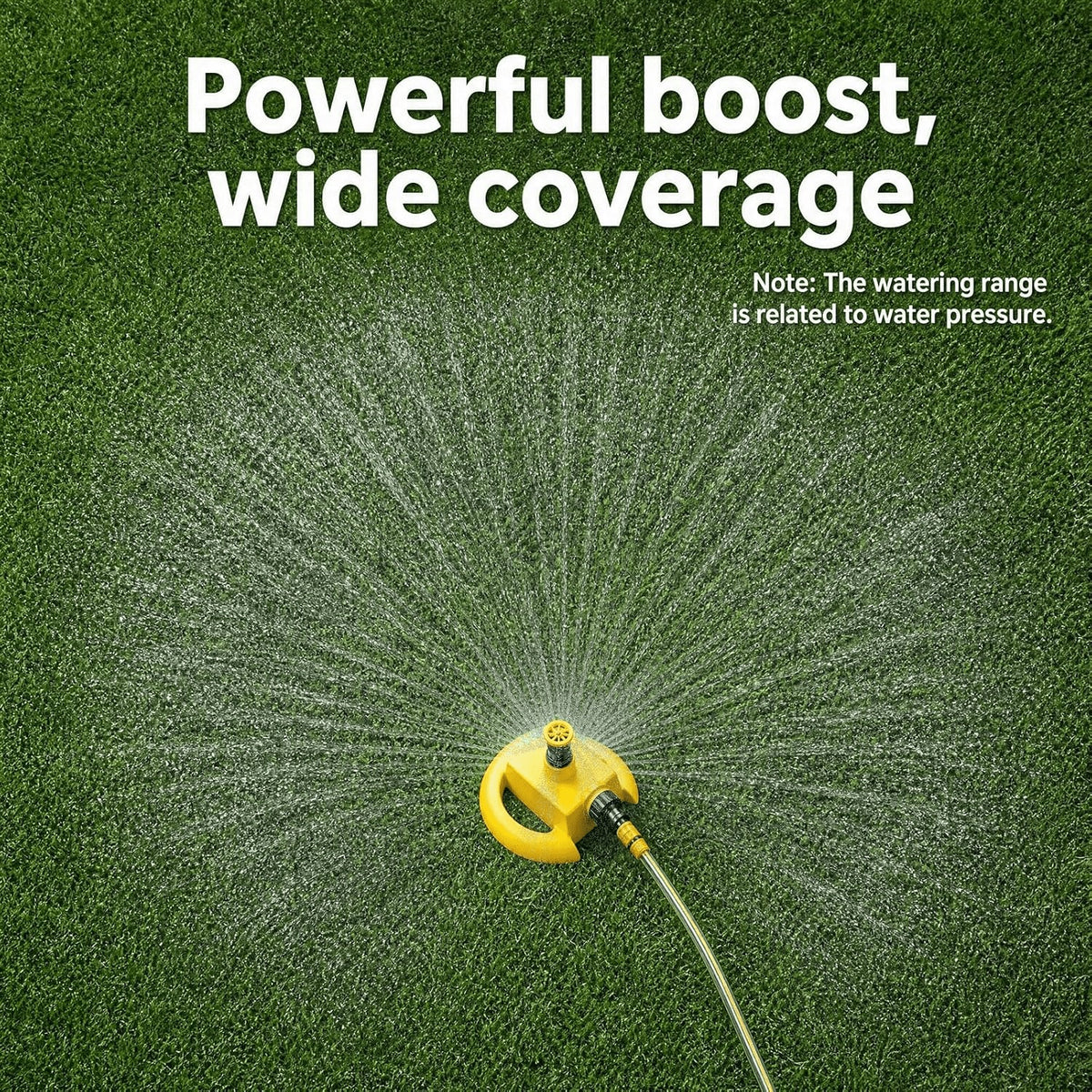 Garden Sprinkler with Hose Set, 360° Automatic Rotating Water Sprinkler with 20m PVC Hose Pipe & 1/2' Connectors, Yellow Black ABS Plastic, for Yard Lawn Irrigation Grass Watering