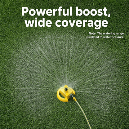 Garden Sprinkler with Hose Set, 360° Automatic Rotating Water Sprinkler with 20m PVC Hose Pipe & 1/2' Connectors, Yellow Black ABS Plastic, for Yard Lawn Irrigation Grass Watering