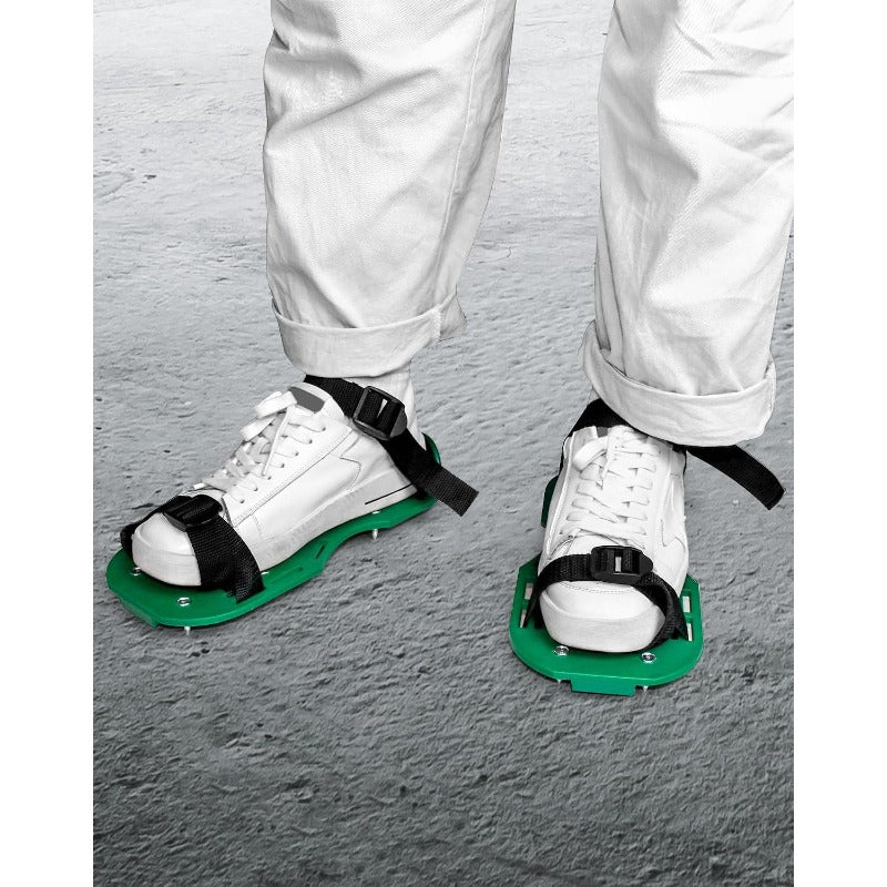 Spiked Shoes  | 1 Pair Green Spiked Shoes with Sharp Short Spikes for Epoxy Floor Coating, Self-Leveling Floor, Epoxy Garage Floor
