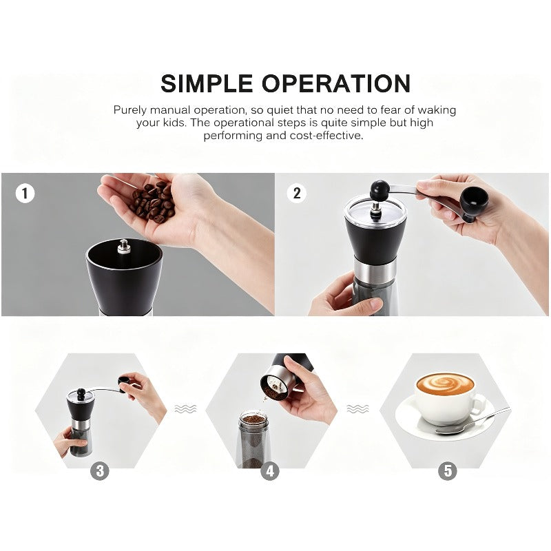 Manual Coffee Grinder Glass Portable Outdoor Coffee Machine Ceramic Grinding Core Pepper Grain Mill Coffeeware for Kitchen (1PCS)