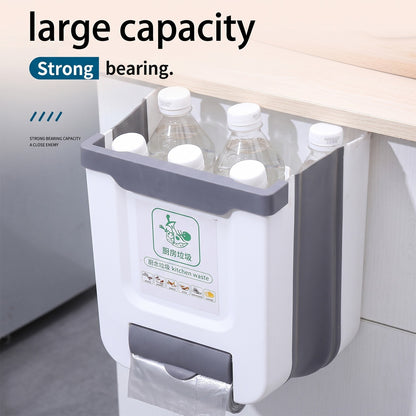 Hanging Trash Can for Kitchen Cabinet Door, Collapsible & Wall Mounted Space Saving Waste Bin, 3 Colours Durable PP Plastic, for Kitchen Bathroom Car Office Household Cleaning