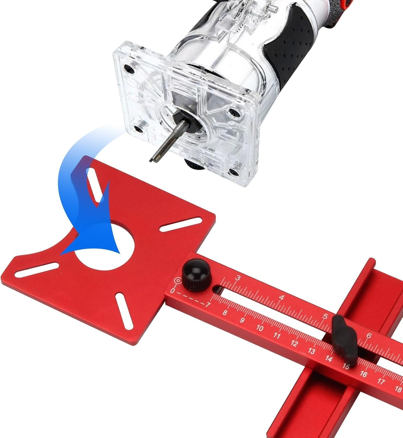 4 in 1 Aluminum Alloy Router Milling Groove Bracket | Router Circle Cutting Jig Multifunctional Cabinet Hardware Jig and Router Guide, Adjustable Router Jig Tool for Woodworking