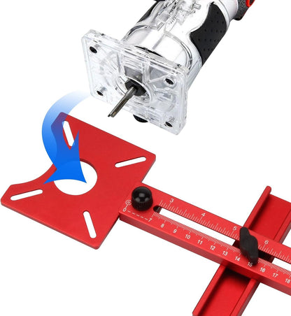 4 in 1 Aluminum Alloy Router Milling Groove Bracket | Router Circle Cutting Jig Multifunctional Cabinet Hardware Jig and Router Guide, Adjustable Router Jig Tool for Woodworking
