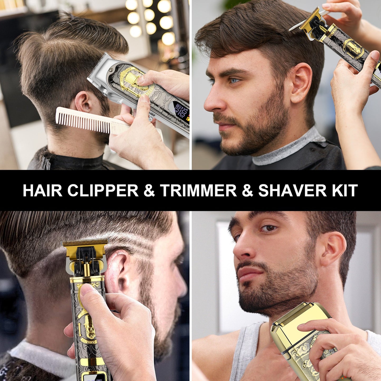 Cordless Hair Clippers for Men, Beard Trimmer & Hair Cutting Kit | 8 Guide Combs, Adjustable Blade, Self Haircut Set, 180/120-Min Runtime, USB Charging, Low Noise, Home Use, Gift for Men