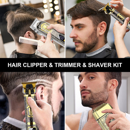 Cordless Hair Clippers for Men, Beard Trimmer & Hair Cutting Kit | 8 Guide Combs, Adjustable Blade, Self Haircut Set, 180/120-Min Runtime, USB Charging, Low Noise, Home Use, Gift for Men