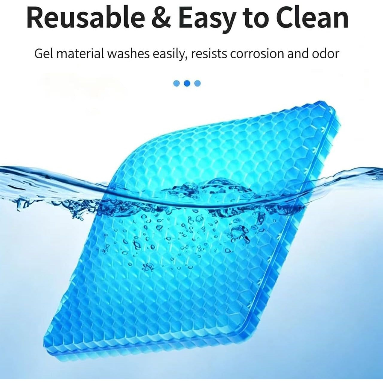 Gel Seat Cushion for Office Chair, 2Pcs Honeycomb Cushion Pad Breathable Pressure Relief, Blue TPE Gel, for Desk Chair Car Seat Wheelchair Long Sitting