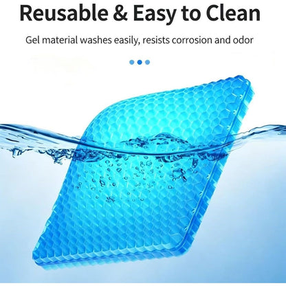 Gel Seat Cushion for Office Chair, 2Pcs Honeycomb Cushion Pad Breathable Pressure Relief, Blue TPE Gel, for Desk Chair Car Seat Wheelchair Long Sitting