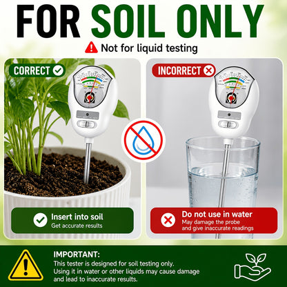 Soil Moisture Meter, 4-in-1 Soil pH Tester, Moisture/Light/Nutrients/pH Meter for Gardening, Lawn, Farming, Indoor & Outdoor Plants Use, No Batteries Required, Gifts for Plants Lover