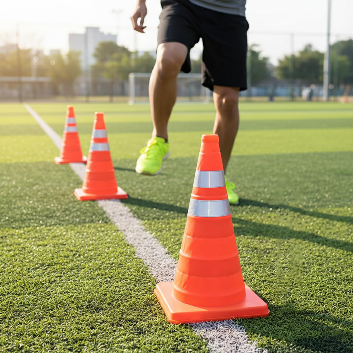 3PCS-Safety Cones Traffic Cones, 17.7"*9.6" Foldable Pop-Up Road Cone with High Visibility Reflective Strips Weatherproof, Orange Waterproof Fabric & Plastic Base, for Vehicle Emergency Parking Control