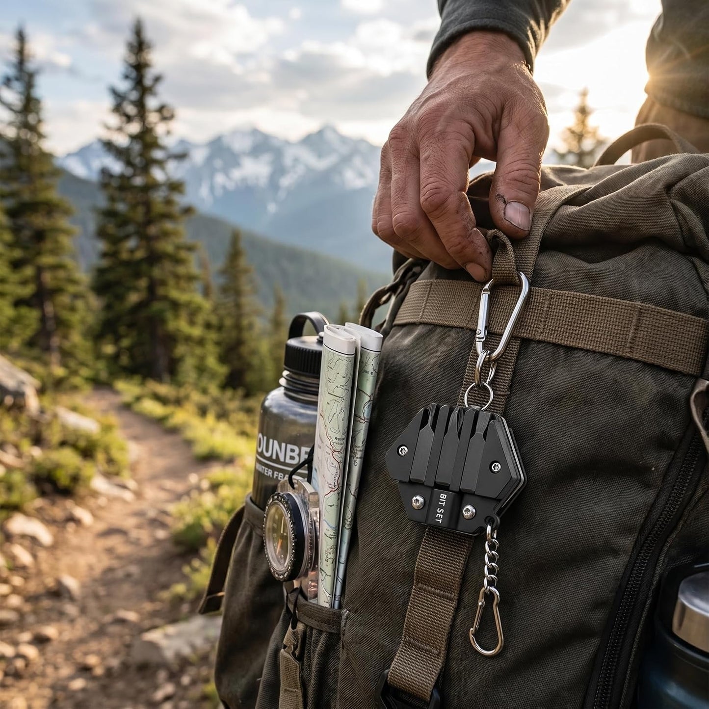 Hexagonal Shape Multi Tool Keychain, Portable Pocket Multitool with Folding Cutter, Screwdriver Set, Bottle Opener, and More for Outdoor Hiking, Camping