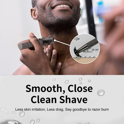 Matte Black Safety Razors for Men and Women, Reusable Single Blade Razor | with 10 Platinum Coated Double Edge Blades & Blade Disposal Pouch, Smooth Close Comfort Shave, Eco-Friendly & Plastic Free