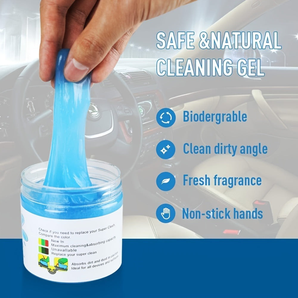 4PCS- Car Cleaning Gel, 160g Jar Dust & Crumb Cleaner for Air Vent Crevices Reusable Non-Sticky Compound, Blue Soft Slime, for Car Interior Console Keyboard Electronics Car Owners