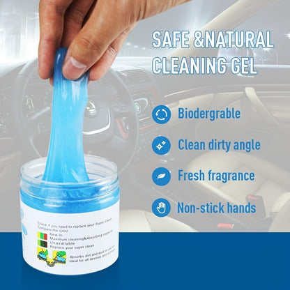 4PCS- Car Cleaning Gel, 160g Jar Dust & Crumb Cleaner for Air Vent Crevices Reusable Non-Sticky Compound, Blue Soft Slime, for Car Interior Console Keyboard Electronics Car Owners