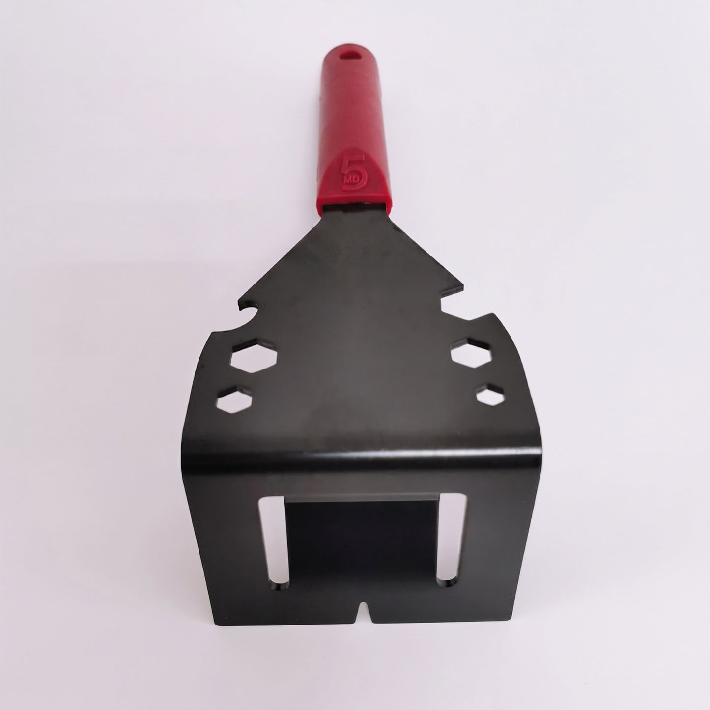 Trim Puller Tool, Multi-Function Pry Bar Nail Puller with 90 Degree Angled Scraper Blade & Hex Wrench Slots, Red & Black High Carbon Steel, for Baseboard Molding Tile Floor Removal DIYers Builders