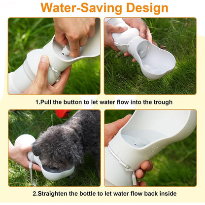 Dog Water Bottle, Portable Water Bowl for Dog, Collapsible Food Grade Silicone, Travel Pet Water Bottle for Outdoor Walking, Hiking, Camping, Gray