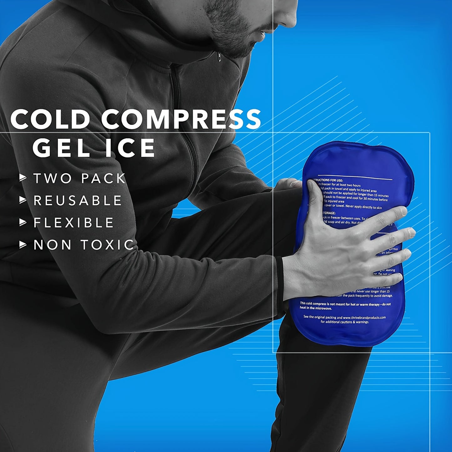 3-Pack Reusable Hot and Cold Gel Ice Pack Set for elbows, ankles, back, and shoulders, with adjustable straps