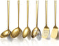 Gold Kitchen Utensils Set 6pcs, Titanium Gold Plating Stainless Steel Cooking Utensils Set, Kitchen Tools Spatulas Set, Cooking Spoons, Home Essentials Kitchen Gadgets Accessories