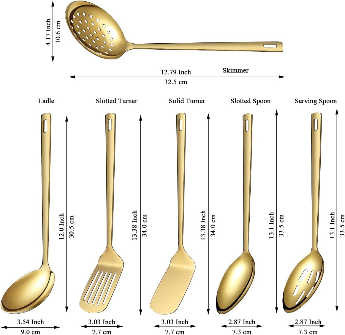 Gold Kitchen Utensils Set 6pcs, Titanium Gold Plating Stainless Steel Cooking Utensils Set, Kitchen Tools Spatulas Set, Cooking Spoons, Home Essentials Kitchen Gadgets Accessories