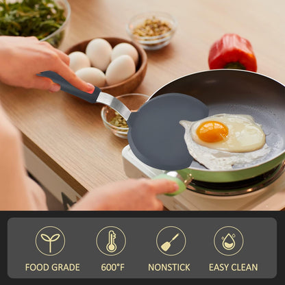 Silicone Spatula Turner Set of 3, Heat Resistant Cooking Spatulas for Nonstick Cookware, Large Flexible Kitchen  Rubber Spatula Set for Egg, Pancake, Fish, Burger