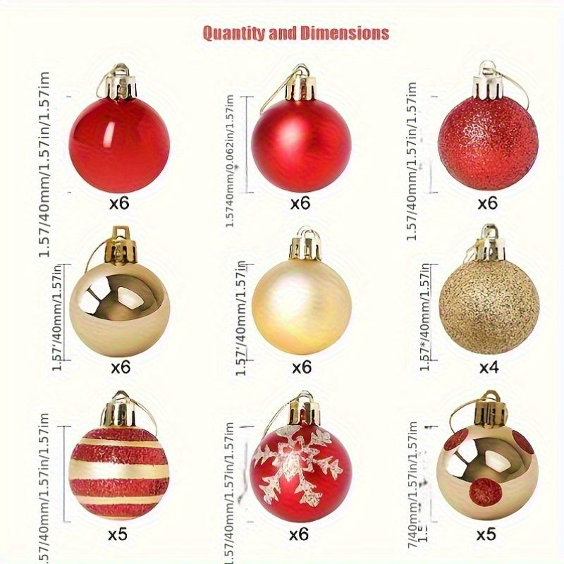 50-piece 4cm Christmas ball decoration gift box, suitable for decorations for Christmas, Thanksgiving, Easter, and other holidays.