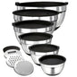 Kitchen Stainless Steel Mixing Bowl Set With Sealed Lids & Graters Rustproof Bowls For Mixing Kneading Serving Salad