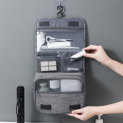 Large Capacity  Travel Bag with Hanging Hook for Waterproof Travel Cosmetic Bag Bathroom Storage Bag for Brushes Set,Full-Sized Shampoo,Toiletries,Accessories-Grey