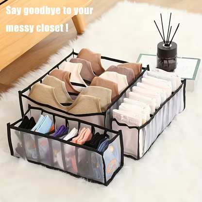 5-Pack Foldable Underwear Organizer, Drawer Divider with 11 Grids, Non-Woven Fabric Storage Box for Socks Bra Closet Organization