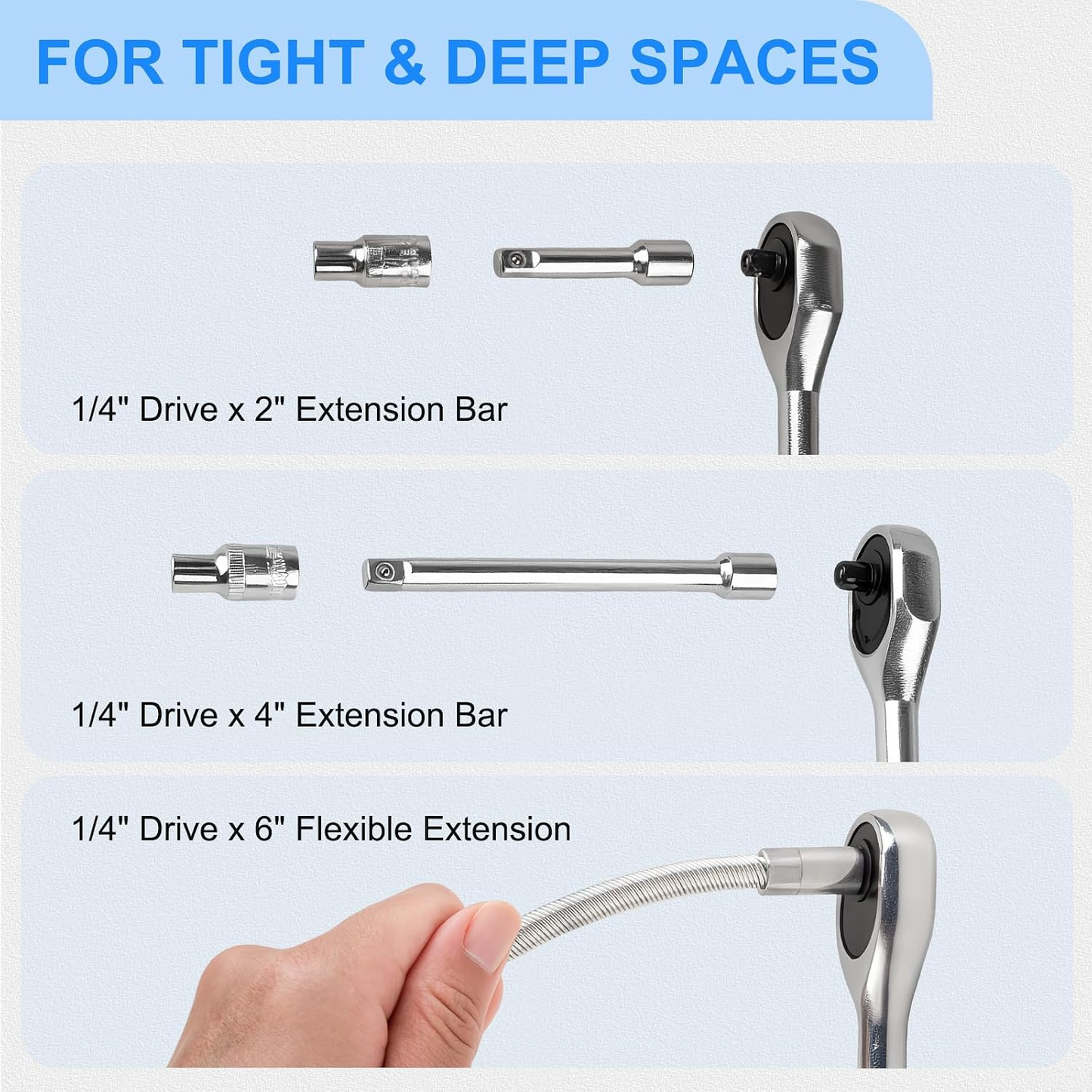 46PCS 1/4 Inches Ratchet Socket Wrench Set, Metric Socket Ratchet Wrenches Set, Ratcheting Wrench Tool Sets for Men, Premium Small Car Tool Kit for Automotive, Household Maintenance and Repairs