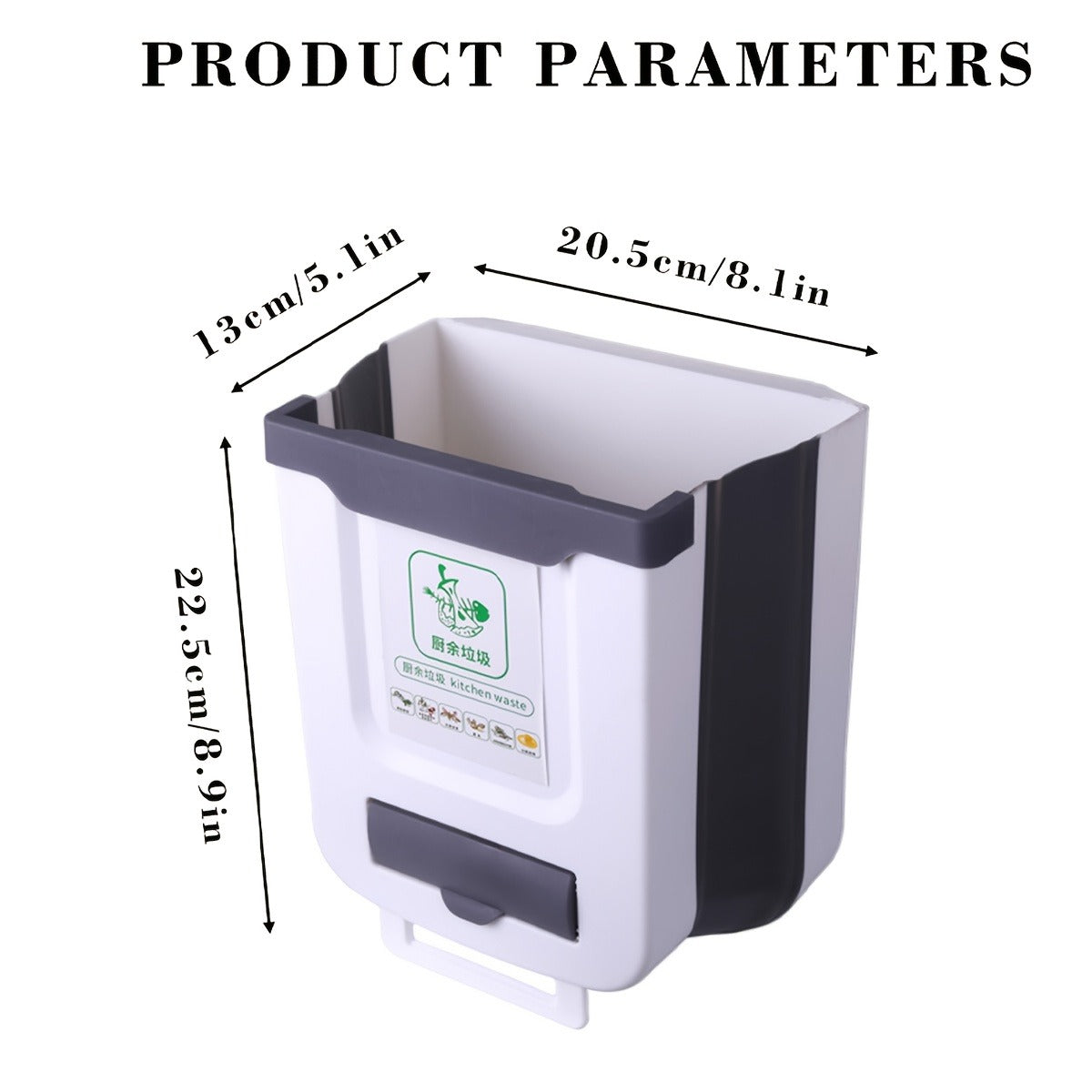 Hanging Trash Can for Kitchen Cabinet Door, Collapsible & Wall Mounted Space Saving Waste Bin, 3 Colours Durable PP Plastic, for Kitchen Bathroom Car Office Household Cleaning