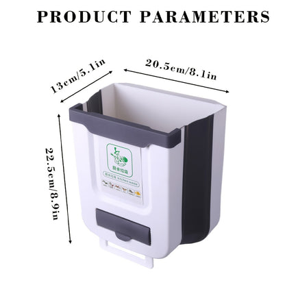 Hanging Trash Can for Kitchen Cabinet Door, Collapsible & Wall Mounted Space Saving Waste Bin, 3 Colours Durable PP Plastic, for Kitchen Bathroom Car Office Household Cleaning