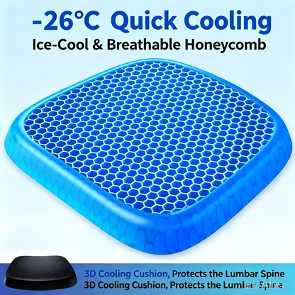 Gel Seat Cushion for Office Chair, 2Pcs Honeycomb Cushion Pad Breathable Pressure Relief, Blue TPE Gel, for Desk Chair Car Seat Wheelchair Long Sitting