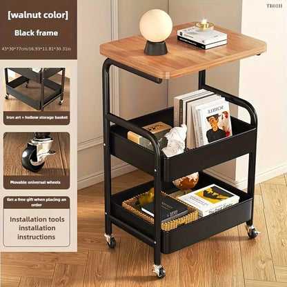 3-Tier Rolling Cart in Black & White - Multi-Functional Desktop Organizer for Snacks, Books & More | Ideal for Home or Office | Durable Metal Frame Kitchen Storage Solution