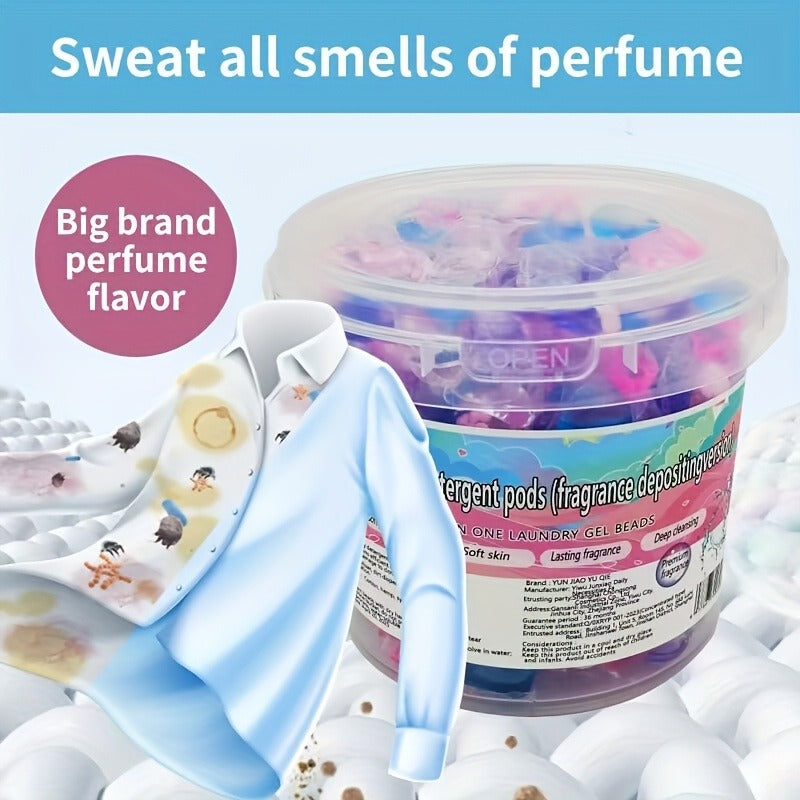5-in-1 Laundry Powder Pods, Powerful Stain Remover, Long-Lasting Fragrance, Color Care, Concentrated Laundry Liquid, Fabric Softener Beads, Compatible with Washing Machines, Multi-Functional Detergent for Busy Families
