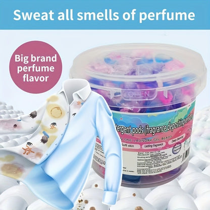 5-in-1 Laundry Powder Pods, Powerful Stain Remover, Long-Lasting Fragrance, Color Care, Concentrated Laundry Liquid, Fabric Softener Beads, Compatible with Washing Machines, Multi-Functional Detergent for Busy Families