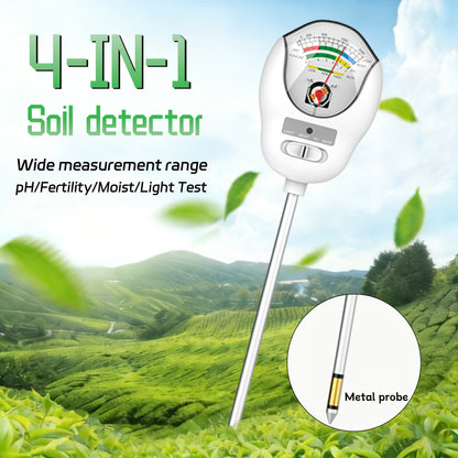Soil Moisture Meter, 4-in-1 Soil pH Tester, Moisture/Light/Nutrients/pH Meter for Gardening, Lawn, Farming, Indoor & Outdoor Plants Use, No Batteries Required, Gifts for Plants Lover