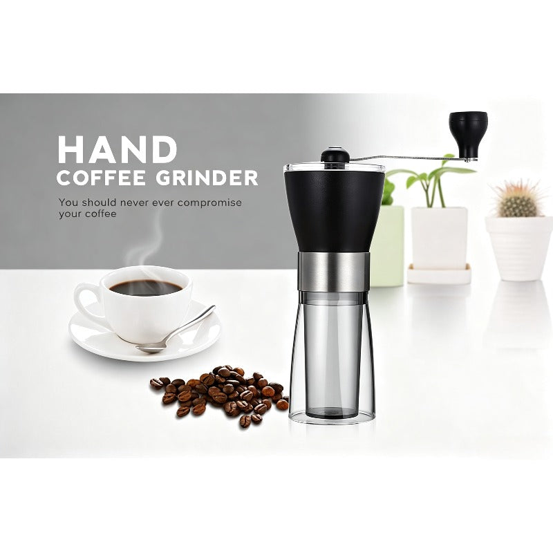 Manual Coffee Grinder Glass Portable Outdoor Coffee Machine Ceramic Grinding Core Pepper Grain Mill Coffeeware for Kitchen (1PCS)