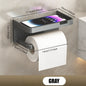 Toilet Paper Holder with Phone Shelf, Self-Adhesive or Screw-in Toilet Tissue Roll Holder Wall Mount, Rustproof & Multifunctional Bathroom Toilet Paper Holder Storage Dispenser