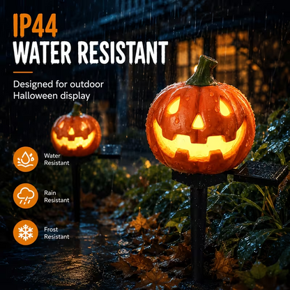 Solar Pumpkin Lights, 3 & 6 Pack 15.5"*3.15" Halloween Pathway Stake Lights Waterproof Solar Powered Jack-O'-Lantern, Orange & Black Plastic, for Outdoor Lawn Yard Garden Spooky Decor