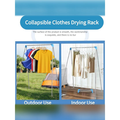 1pcs Multifunctional Portable Retractable Clothes Hanger, 34-78cm Adjustable Crossbar, 35-140cm Height Adjustable Folding Metal Clothesline Rack for Home, Laundry, Camping & Travel, Random Color