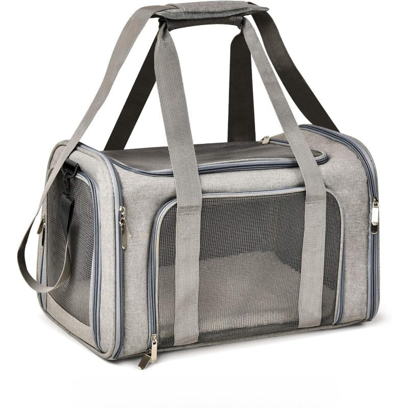 Cat Carriers Dog Carrier Pet Carrier For Small / Medium Cats Dogs Puppies (Up To 15lbs), TSA Airline Approved Small Dog Carrier Soft Sided, Collapsible Waterproof Travel Puppy Carrier - Grey