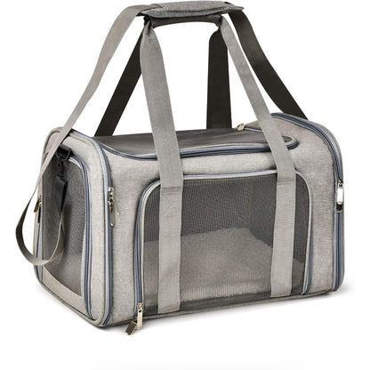 Cat Carriers Dog Carrier Pet Carrier For Small / Medium Cats Dogs Puppies (Up To 15lbs), TSA Airline Approved Small Dog Carrier Soft Sided, Collapsible Waterproof Travel Puppy Carrier - Grey