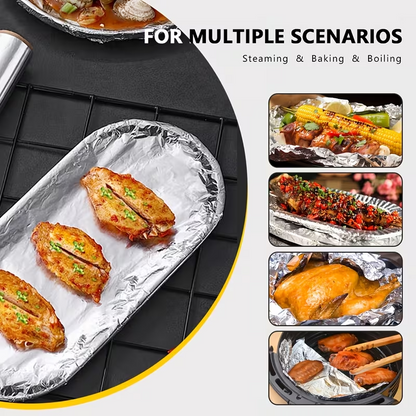 Aluminium Foil Roll, 6/12 Pack (11.8"*20m Each) Heavy Duty Baking Foil Thickened Heat Resistant Food Wrap, Silver Food Grade Aluminium, for Oven Baking BBQ Grilling Food Storage Home Kitchen