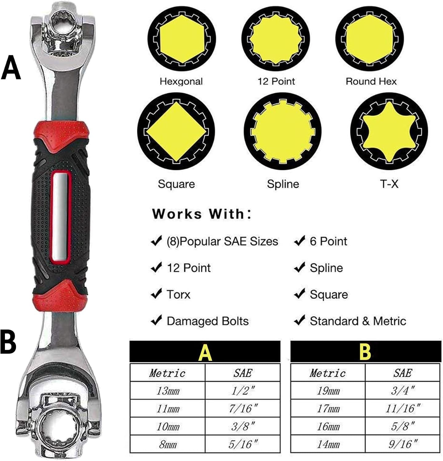 52 in 1 Socket Wrench, Stainless Steel Multi-Function Tool With 360 Degree Rotating Head, Suitable for Home, Bicycle, Motorcycle, Car Repair