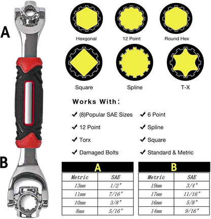 52 in 1 Socket Wrench, Stainless Steel Multi-Function Tool With 360 Degree Rotating Head, Suitable for Home, Bicycle, Motorcycle, Car Repair