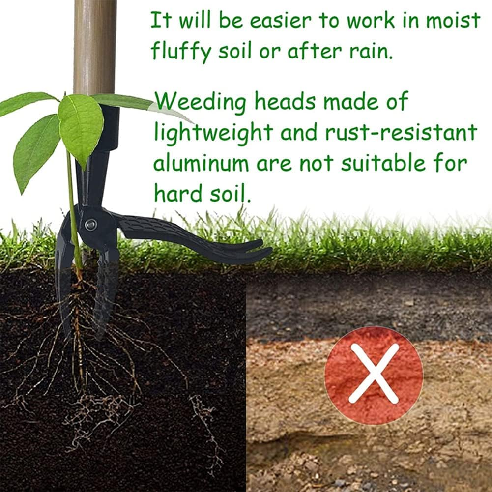 Weed Puller, Heavy Duty 4 Claw Aluminum Weed Remover Tool Head with Steel Root Remover, Manual Garden Weeding Tool Replacement Head Without Handle for Lawn, Yard, Garden